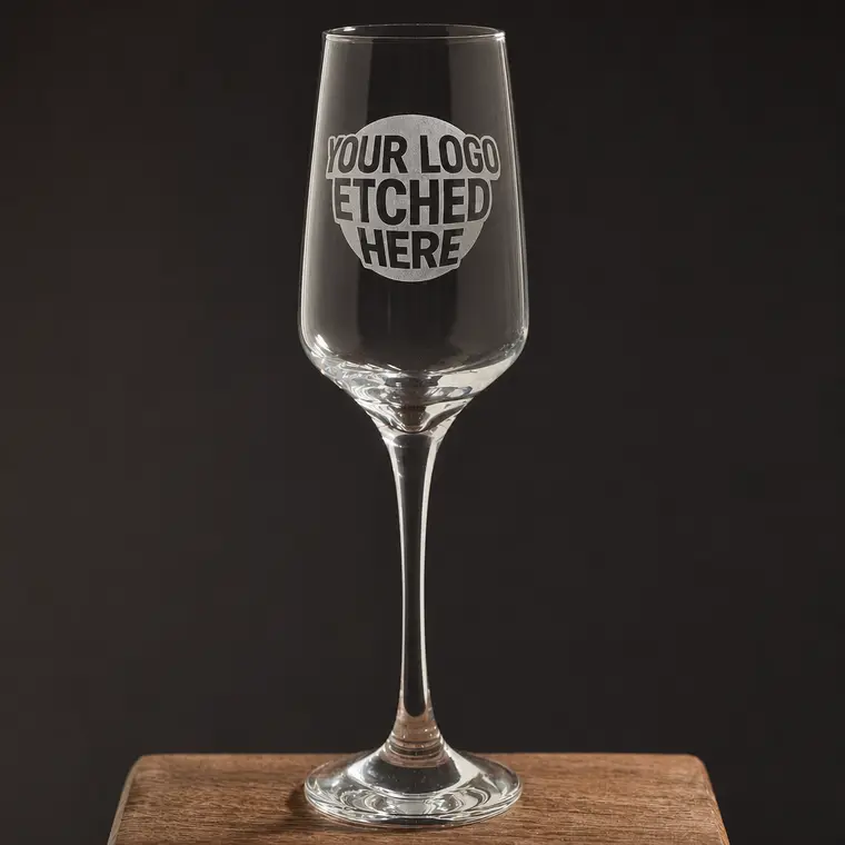 Champagne Flute — 230 ml glass engraved with a logo by Lucent Labs