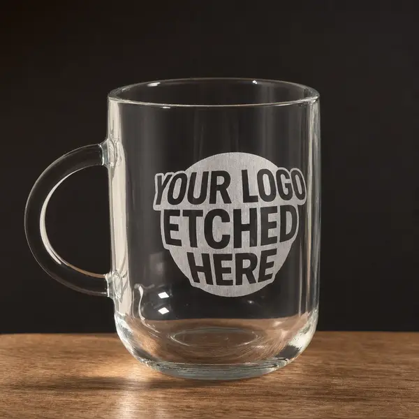 Glass Coffee Mug — 330 ml glass engraved with a logo by Lucent Labs