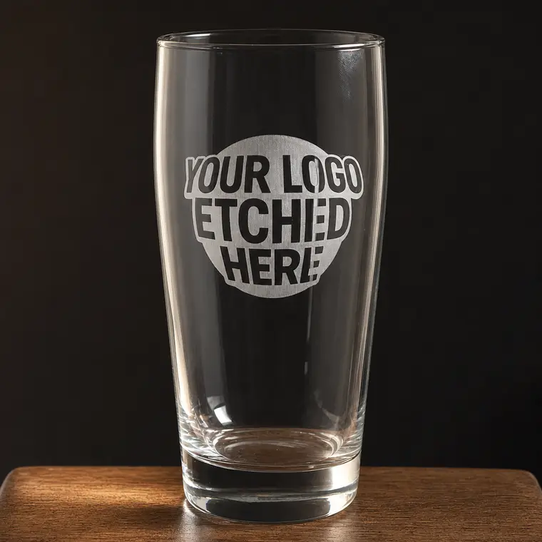 Willi Becher Half — 370 ml glass engraved with a logo by Lucent Labs